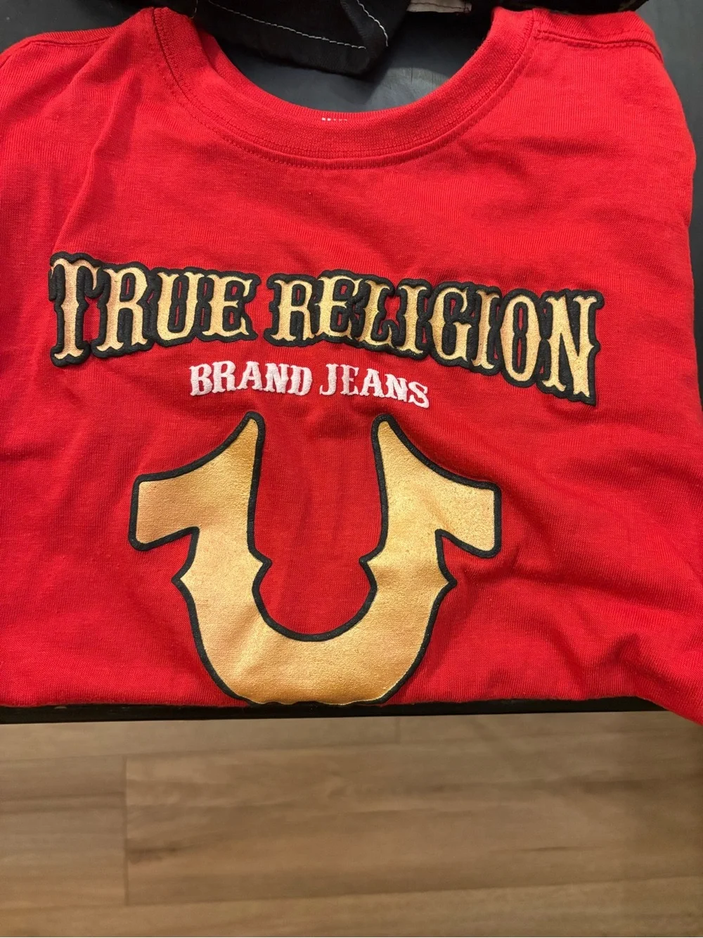 True Religion Red Short Sleeve Tee with Bold Logo